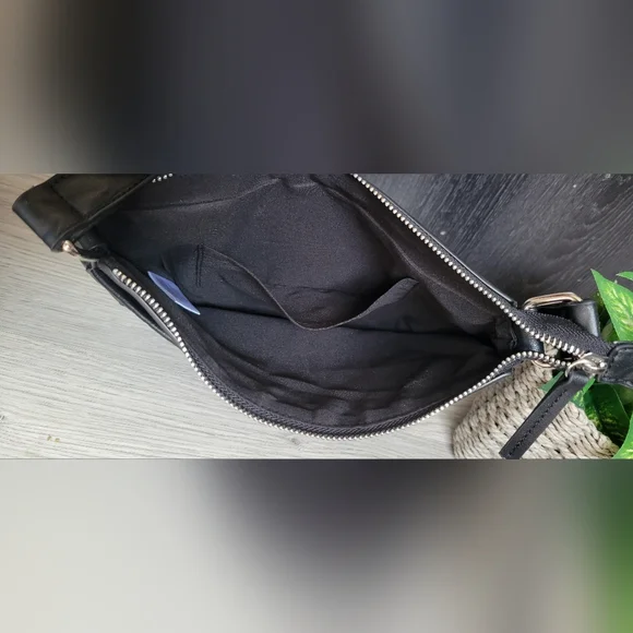 Mad Engine Monogram Skull Embossed Black Shoulder Zippered Bag, 19" - Picture 12 of 16